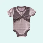 بادی آستین کوتاه نوزاد طرح یاس برند پاریز