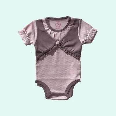 بادی آستین کوتاه نوزاد طرح یاس برند پاریز