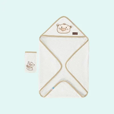 ست حوله دو تیکه دورپیچ طرح teddy bear برند رز برن