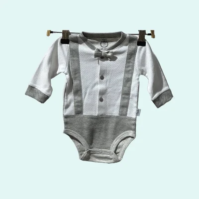 بادی آستین بلند نوزاد طرح ژاکارد